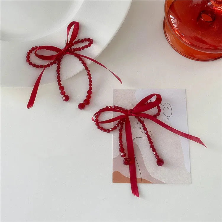 Red Bow Earrings