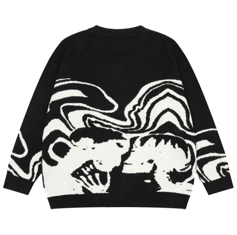 Black Skull Print Sweater