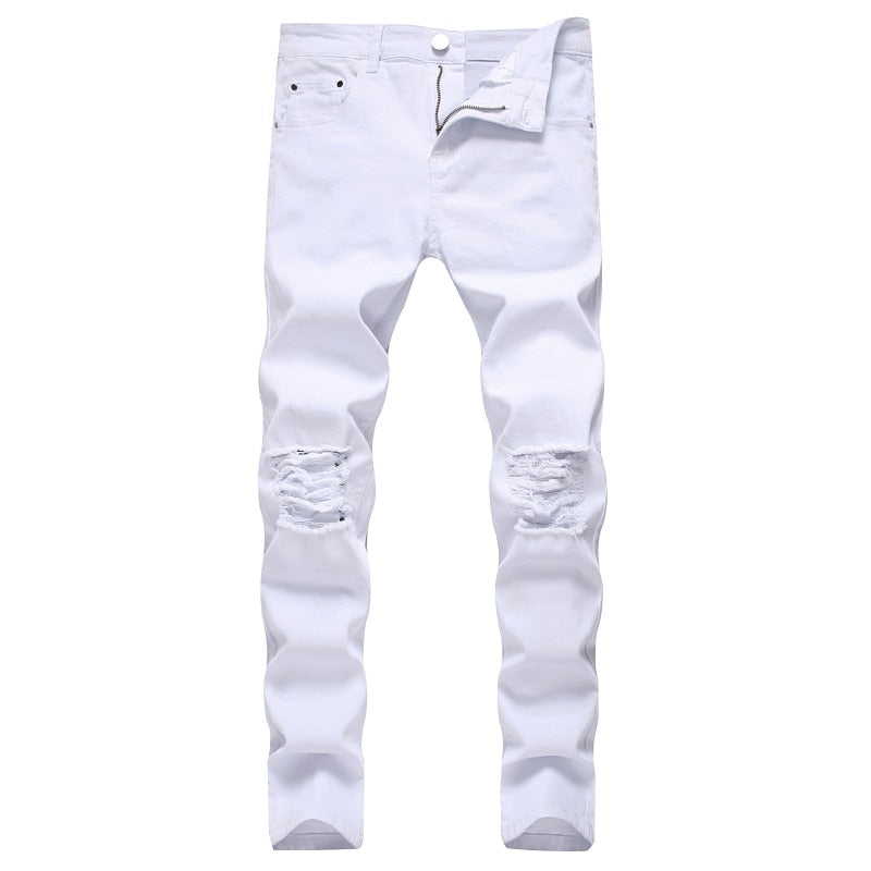 Stacked jeans white