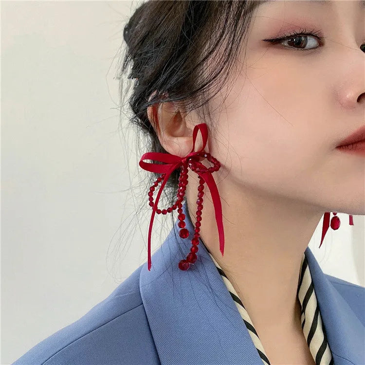 Red Bow Earrings