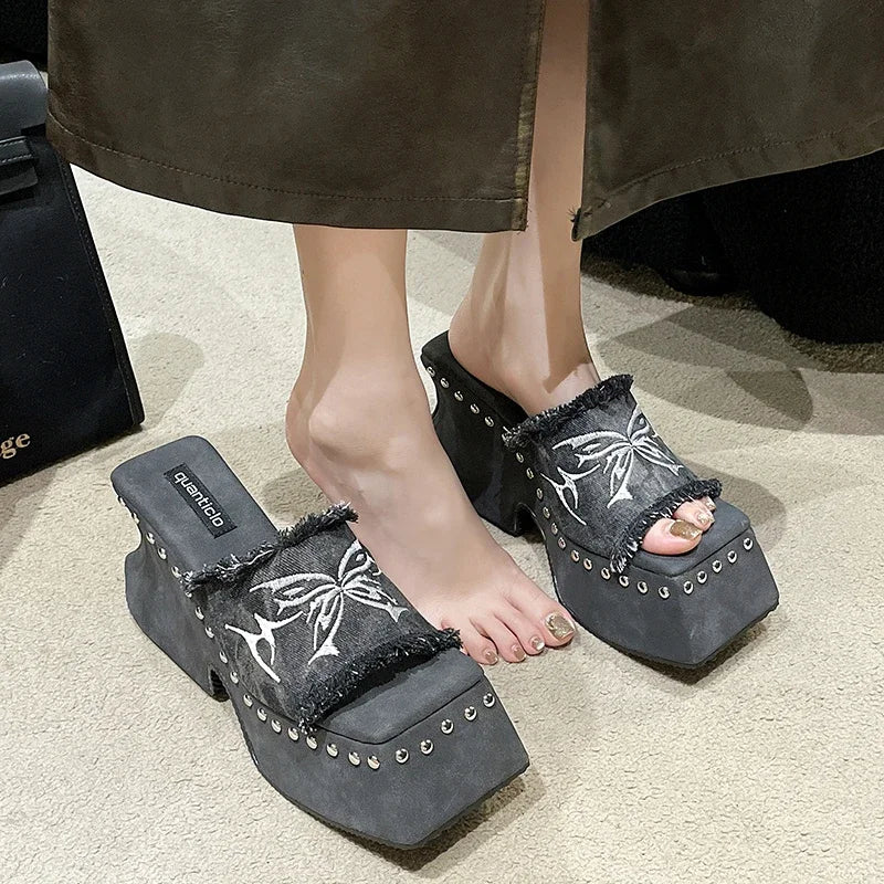 Denim Platform Sandals