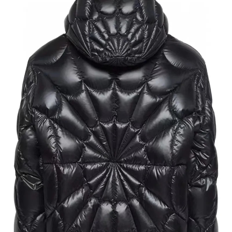 Spider Web Print Puffer Jacket