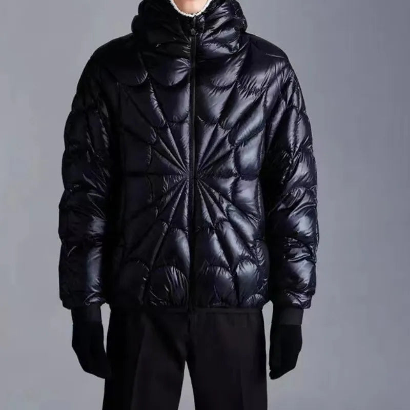 Spider Web Print Puffer Jacket