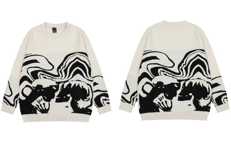 Black Skull Print Sweater