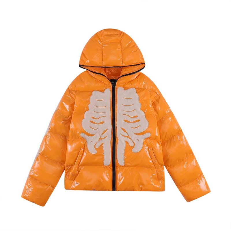 Skeleton Print Puffer Jacket