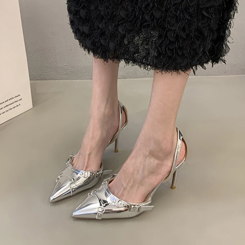 Y2K Silver High Heels