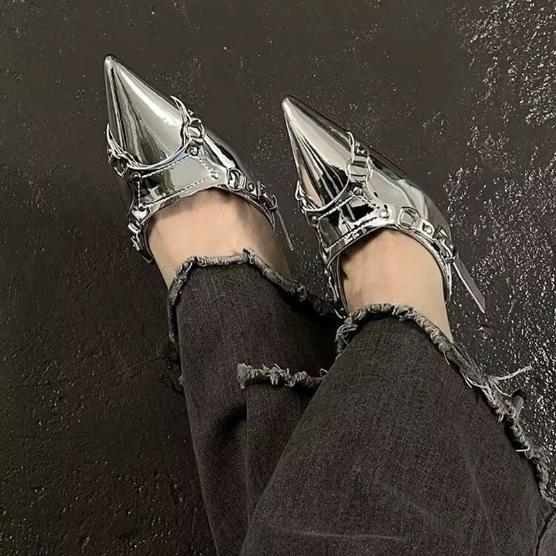 Y2K Silver High Heels