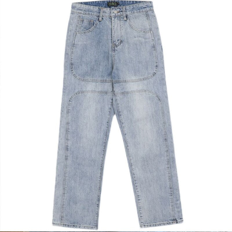 Stacked denim jeans men's