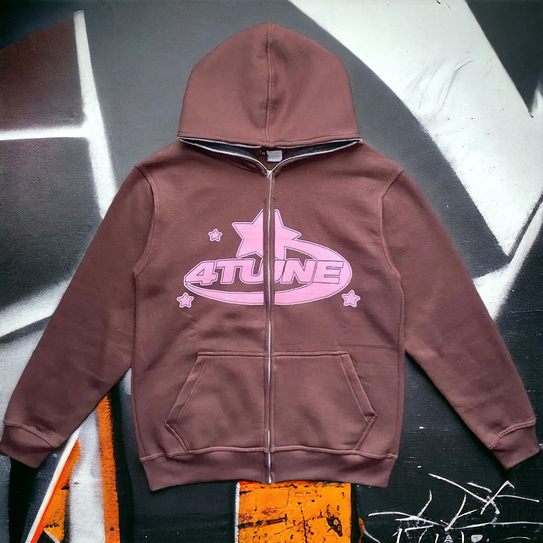 Brown Full Zip Hoodie