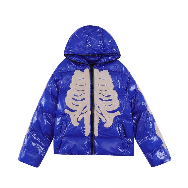 Skeleton Print Puffer Jacket