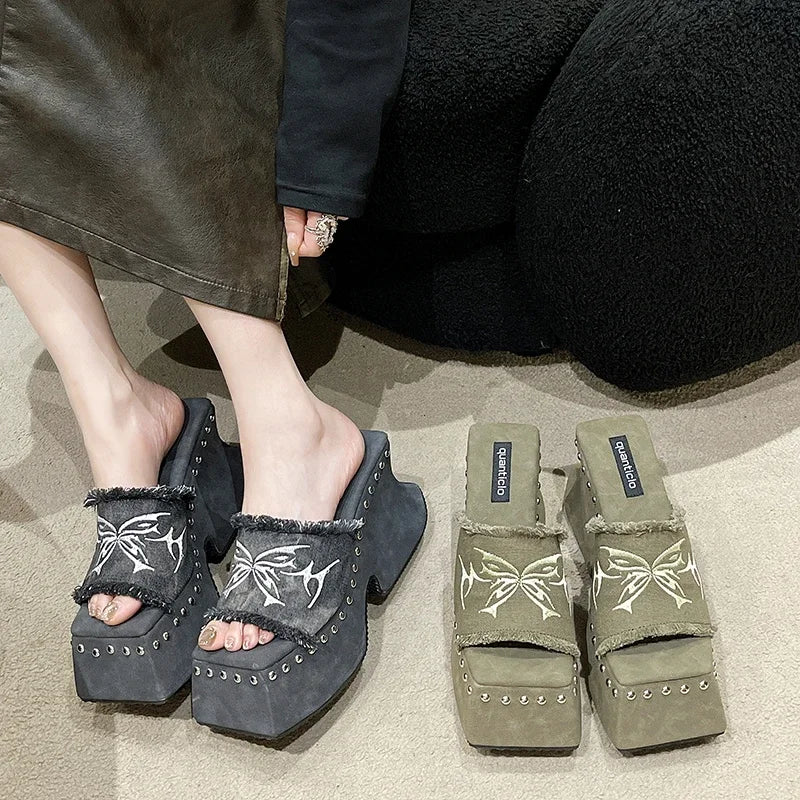 Denim Platform Sandals