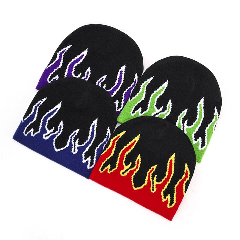 Flame Print Beanie