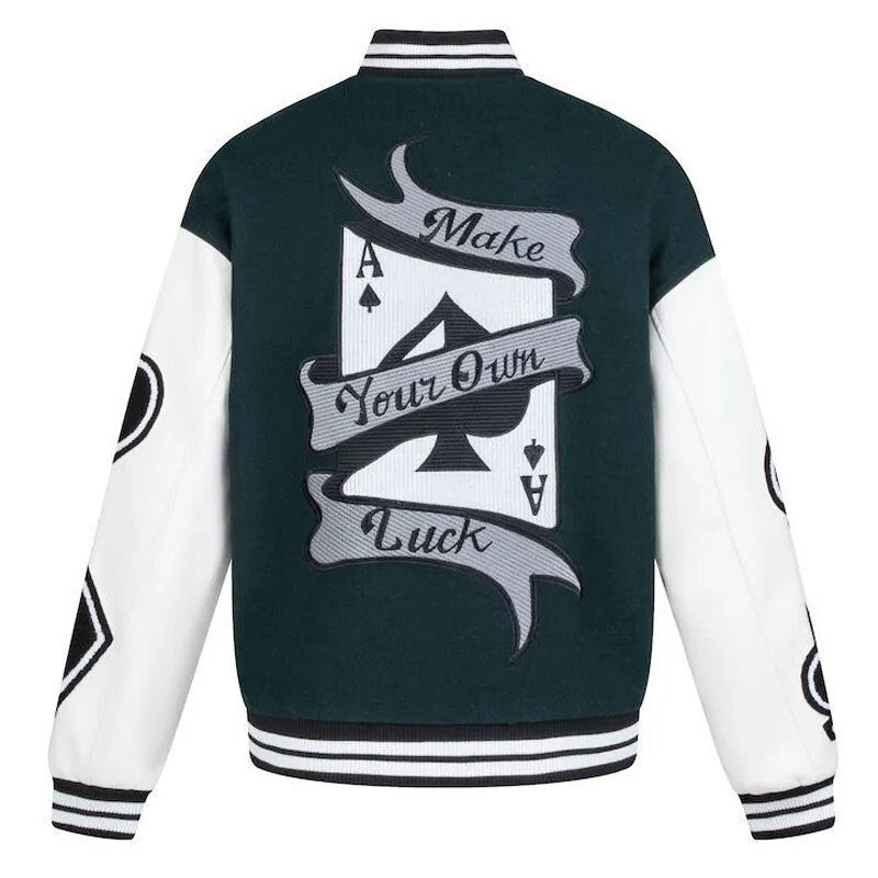 Green varsity jacket