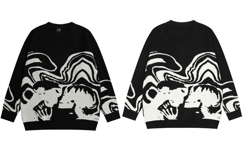 Black Skull Print Sweater