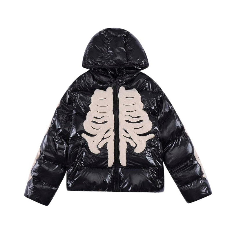 Skeleton Print Puffer Jacket