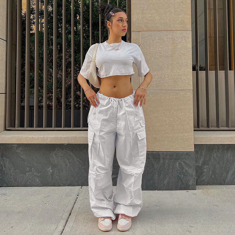 White Parachute Cargo Pants